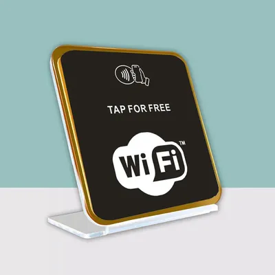 NFC Wi-Fi Share Card & Stand – One-Tap Guest Wi-Fi Access